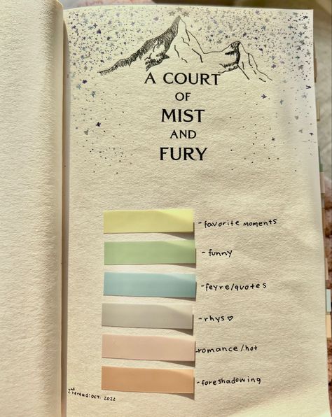 Annoted Book Ideas, Acomaf Annotations, Book Annotation Color Key, Book Annotation Highlight Key, A Court Of Mist And Fury Annotations, A Court Of Mist And Fury Annotation, Acotar Annotations Guide, Acomaf Annotated, Annotating Acotar