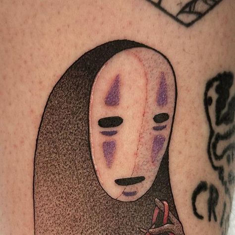 💖Liane Anymark✨ on Instagram: "Knitting No-Face from my flash🥰❤️ Always love doing Ghibli tattoos!  ✨ Wanna book your own Ghibli project? My books are open for November and December right now🥰❤️Link in my bio to book! ✨ #studioghiblitattoo #nofacetattoo #spiritedaway #spiritedawaytattoo #dotworktattoo #montrealtattooartist #montrealtattoo #studioghibli #animetattoo #otakutattoo #canadiantattooartist #mtltattooartist #cutetattoo #anymarkli" No Face Knitting, No Face Tattoo, Ghibli Tattoos, Canadian Tattoo, Studio Ghibli Tattoo, Ghibli Tattoo, L Tattoo, Dot Work Tattoo, Face Tattoo