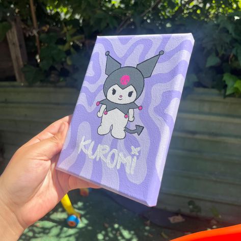 kuromi 💟 - now available on my etsy - 5x7 stretched canvas - been loving doing these small paintings of different sanrio characters! my messages are open to commissions or if anyone is interested in buying any artwork 💘 - #art #artist #artworks #painting #paintings #smallbusiness #sanrio #sanriopainting #sanriocore #kuromicore #kuromi Kuromi Painting, Sanrio Style, Icon Ig, My Messages, Diy Canvas Art Painting, Small Paintings, Sanrio Characters, Diy Canvas Art, Diy Canvas