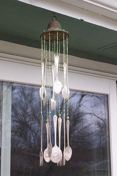 Windspiel Silverware Windchimes, Windchimes Diy, Carillons Diy, Recycled Silverware, Wind Chimes Homemade, Recycled Garden Art, Cutlery Art, Silverware Crafts, Wind Chimes Craft