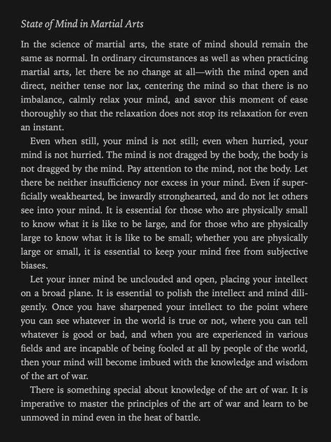 'State of Mind in Martial Arts' ~ Excerpt From Miyamoto Musashi. 'The Book of Five Rings.' Book Of Five Rings, Miyamoto Musashi, Art Of Living, Martial Arts, Mindfulness, Let It Be