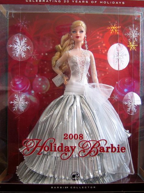 AmazonSmile: Holiday Barbie Doll 2008 Collector Edition - Celebrating 20 Years of Holidays (2008): Toys & Games Holiday Barbie Collection, Princess Gowns, Barbie Gifts, Happy Holidays Barbie, Barbie Box, Barbie Collector Dolls, Silver Gown, Christmas Barbie, Box Sets