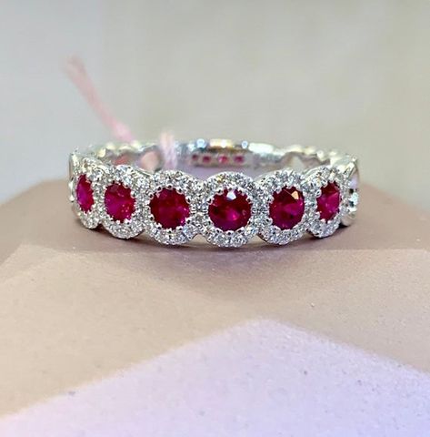 Ruby Wedding Band, Money Worksheets, Mothers Ring, Beautiful Baubles, Ruby Bands, Art Deco Wedding Band, Band Art, Half Eternity Wedding Band, Ruby Wedding