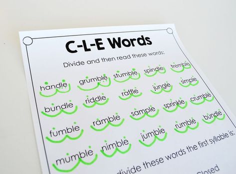 Syllable Types Activities, Six Syllable Types, 6 Syllable Types, Consonant Le, Le Words, Teaching Vowels, Syllables Activities, Intervention Classroom, Effective Teaching Strategies