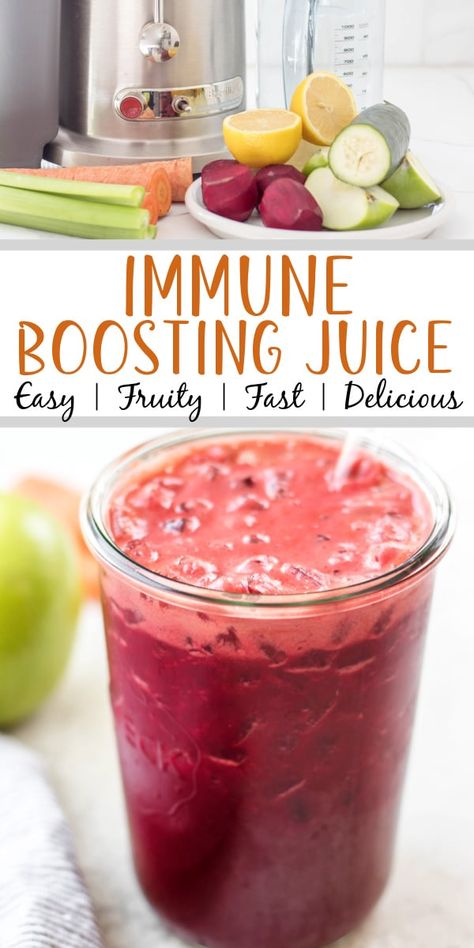 Juice For Colds, Immune Boosting Juice, Healthy Juice Recipe, Beetroot Juice Recipe, Immunity Juice, Beet Juice Recipe, Best Juicing Recipes, Recipe Smoothie, Juice Smoothies Recipes