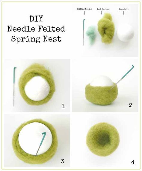 Easter Needle Felting Ideas, Spring Needle Felting, Felted Nest, Felt Spring, Bird Craft, Needle Felting Tutorial, Needle Felting Diy, Needle Felted Christmas, Felted Wool Crafts