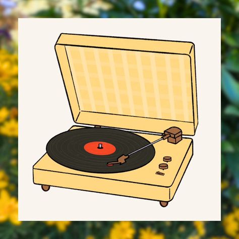 day 7 of june's doodle a day is music to my ears... a vinyl record player! ⭐️ this sunshine yellow record player spins happy songs only 💛 #retro #recordplayer #vinyl #vinylrecords #doodle #drawing #doodleaday #mayfullycreations Record Player Painting, Record Player Drawing, Autumn Moodboard, Doodle A Day, Happy Songs, Music To My Ears, Doodle A, Vinyl Player, Box Decor