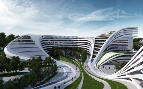 I love how melty/bendy that the proposed cultural hub in Belgrade is. It's very Dali-esque. Zaha Hadid Projects, Zaha Hadid Buildings, Zaha Hadid Interior, Architecture Art Nouveau, Architecture Cool, Architecture Antique, Zaha Hadid Architecture, Zaha Hadid Design, Architect Logo