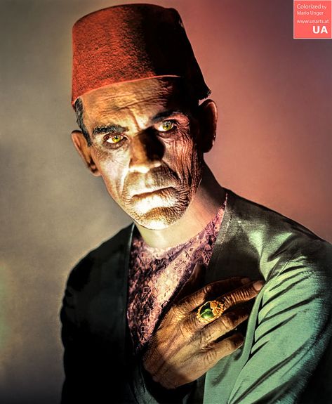 Boris Karloff As Imhotep In The Mummy, 1932 The Mummy 1932, Universal Monsters Art, Witches Ball, Mummy Movie, Hammer Horror Films, Monster Movies, Monster Photos, Male Faces, Boris Karloff