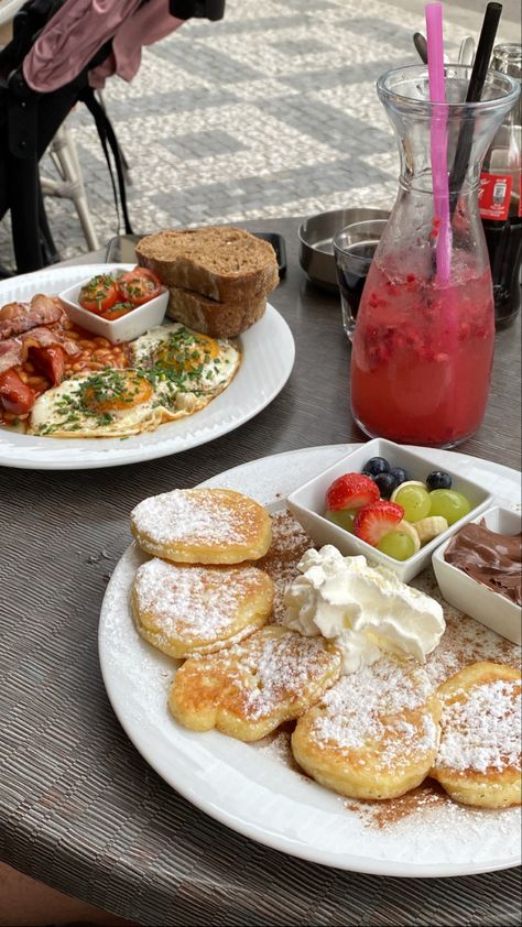 #aesthetic #breakfast #pancakes #englishbreakfast #limonade #prague Spanish Breakfast Aesthetic, English Breakfast Aesthetic, Penelope Garcia Aesthetic, Garcia Aesthetic, Spanish Breakfast, Aesthetic Breakfast, Penelope Garcia, Breakfast Aesthetic, English Breakfast