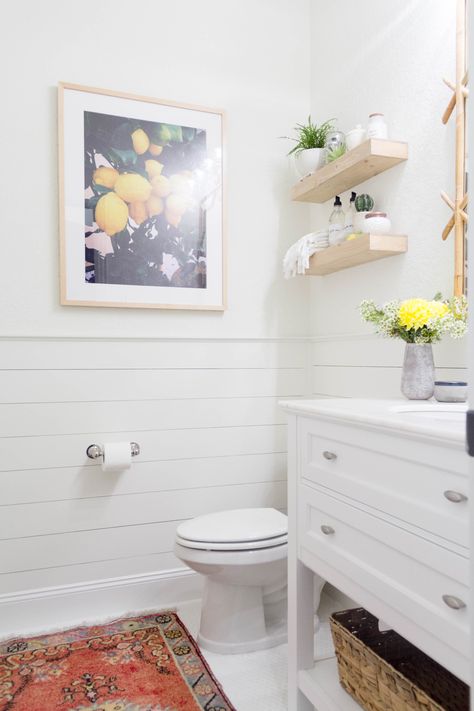 One Room Challenge: Powder Room / Mudroom Renovation (Week 6-The Reveal) | Iris Nacole Powder Bath Ideas, Mudroom Renovation, White Powder Room, Beautiful Powder Rooms, Small White Bathrooms, Powder Room Remodel, Movie Room Decor, Modern Bathroom Interior, Powder Room Decor