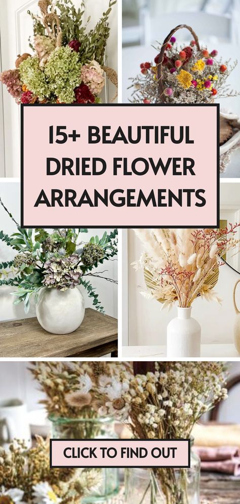 15 Dried Flower Arrangements Dried Hydrangea Bouquet Wedding, Dried Flowers Display Ideas, Dried Flowers Ideas Wedding, What To Do With Dried Flowers, Dried Flowers Aesthetic, Dried Flowers Ideas, Diy Dried Flower Arrangement, Drying Flowers, Home Flower Arrangements