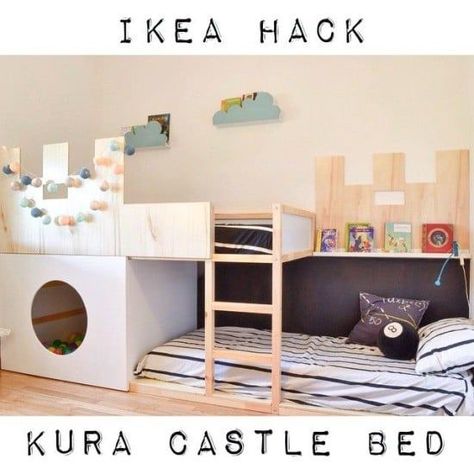 Ikea Toddler Room, Castle Bunk Bed, Cama Ikea Kura, Play Nook, Bed Ikea, Cama Ikea, Ikea Kura Bed, Kura Bed, Ikea Kura