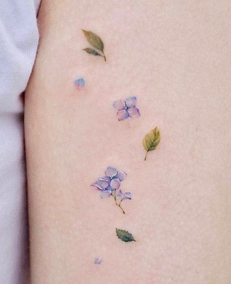 Tiny Hydrangea Tattoo, Hydrangea Petal Tattoo, White Hydrangea Tattoo, Small Hydrangea Tattoo, Hydrangea Tattoo, Fingerprint Tattoos, Lilac Tattoo, Botanical Tattoos, Chest Piece Tattoos