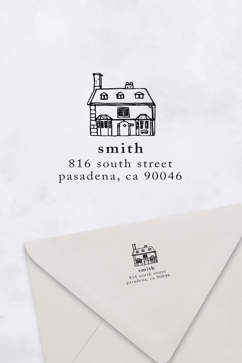 House Custom Return Address Stamp Addresses On Wedding Invitations, Address Stamps Personalized, Stamp Branding, Address Label Design, Letter Addressing, Custom Return Address Stamp, Personalized Address Labels, Return Labels, Custom Address Stamp