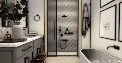 Bloxburg Realistic Bathroom Ideas, Bloxburg Loft Exterior, Modern Farmhouse Kitchens Bloxburg, Bloc Burg House, Bloc Burg House Ideas, Modern Bloxburg Interior, Bloxburg Garage Ideas, Modern Bloxburg House Ideas Exterior, Bloxburg Bathroom Ideas