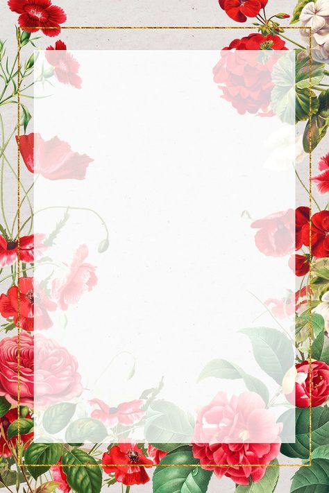 Vintage red flowers psd floral frame illustration | premium image by rawpixel.com / nap Ganpati Invite, Business Wallpapers, Red Template, Vintage Rose Bouquet, Flowers Border, Background Border, Flower Frame Png, Frame Illustration, Rose Crafts