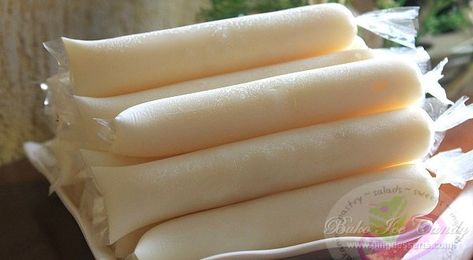 Buko Ice Candy Recipe | Filipino Dessert Recipes by PingDesserts.com Ice Candy Recipe, Filipino Merienda, Philippine Food, Filipino Dessert Recipes, Pinoy Dessert, Filipino Dessert, Asian Candy, Copy Cats, Ice Candy