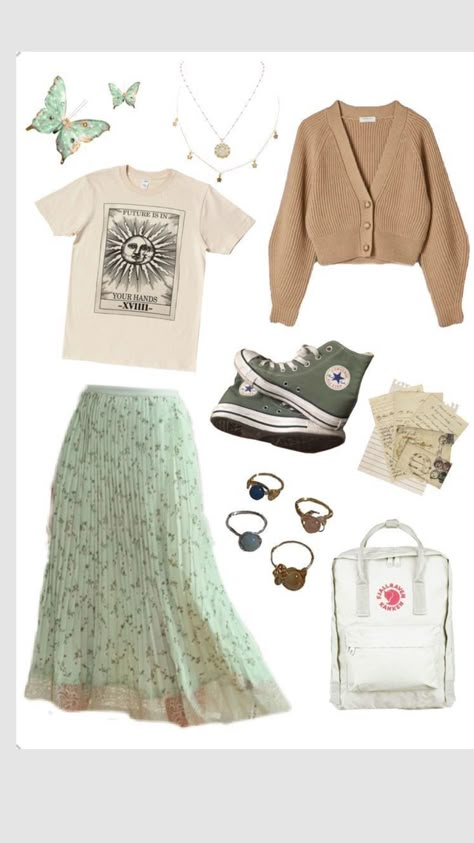 Spring Wardrobe Aesthetic, Clothes Esthetics, Tshirt Cardigan Outfit Ideas, Summer Outfits With Sleeves, Modest Earthy Outfits Aesthetic, Modesty Outfits Summer, Modest Earthy Outfits, Western Outfits Ideas, Cottagecore Outfits Summer