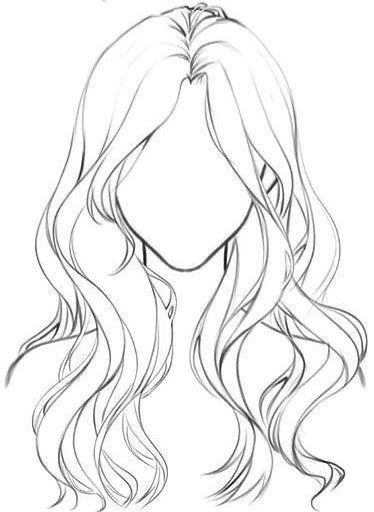 Drawing Reference Hair Female, Head With Hair Drawing, Human Drawing Base Female, Anime Female Hair Drawing, Digital Art Hairstyles, Long Hair Styles Drawing Reference, Hair Long Drawing, Digital Hair Drawing, Hair Drawings Girl