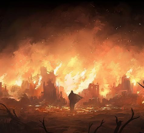 Burning City, 다크 판타지, Fantasy Story, 판타지 아트, Environment Concept Art, 영감을 주는 캐릭터, Book Inspiration, Fantasy Landscape, Dark Fantasy Art