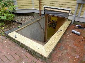 Nails and Sawdust: Rebuilding an old Bilco basement bulkhead door Small Ranch House Remodel, Basement Trap Door, Basement Bulkhead, Bulkhead Ideas, Refurbished Door, Basement Cellar, Bulkhead Doors, Bilco Doors, Door Alternatives