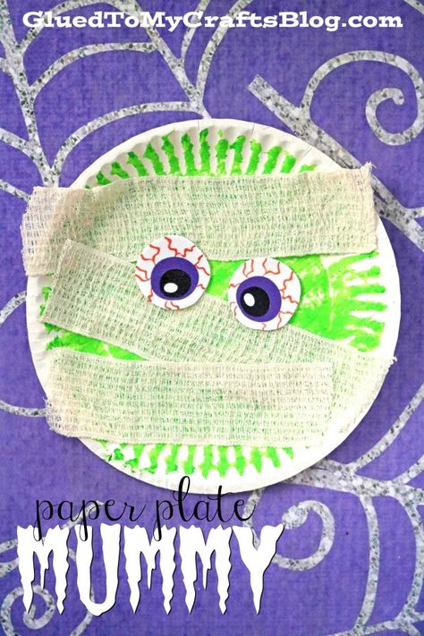 Mummy Crafts, Halloween Crafts Preschool, Paper Plate Crafts For Kids, October Crafts, Halloween Arts And Crafts, Halloween Preschool, Quick Crafts, Kid Craft, Daycare Crafts