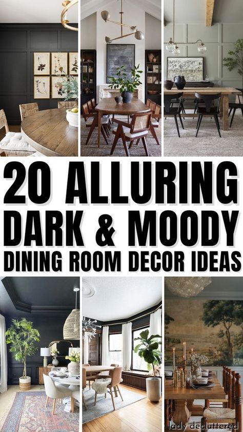 Dark And Moody Dining Room, Moody Home Aesthetic, Black Dining Room Ideas, Green Dining Room Walls, Gothic Home Aesthetic, Moody Home Office, Moody Dining Room, Dining Room Wall Color, Moody Home Decor