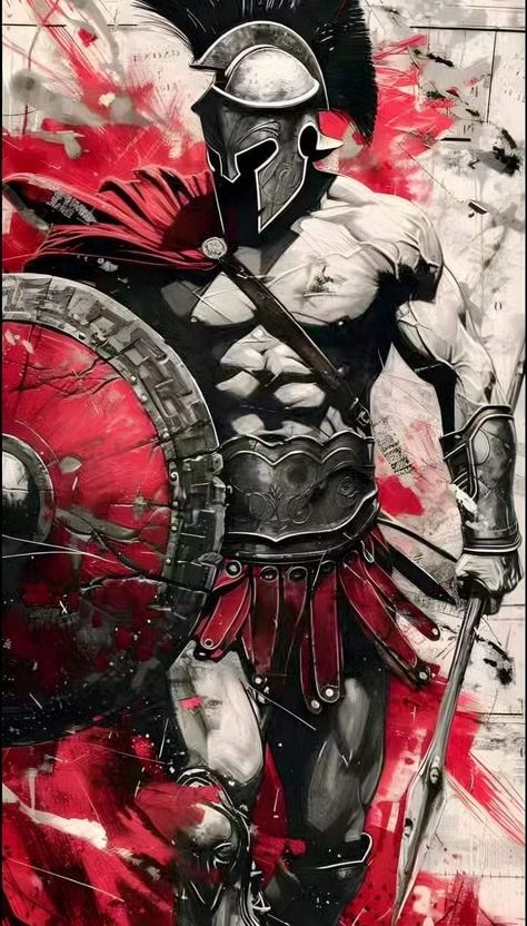 Trojan Warrior Art, Spartan Mindset, Sparta Wallpaper, Illyrian Warrior, Warrior Paint, Archangel Tattoo, Spartan Tattoo, Tiger Images, Warrior Drawing