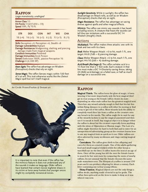 Raffon(Raven + Griffon) - UnearthedArcana Raven Gryphon, Dnd Creatures, Dnd Monster, Mythical Monsters, Dnd Races, Dungeon Master's Guide, Dungeons And Dragons 5e, Dnd Funny, D D Monsters