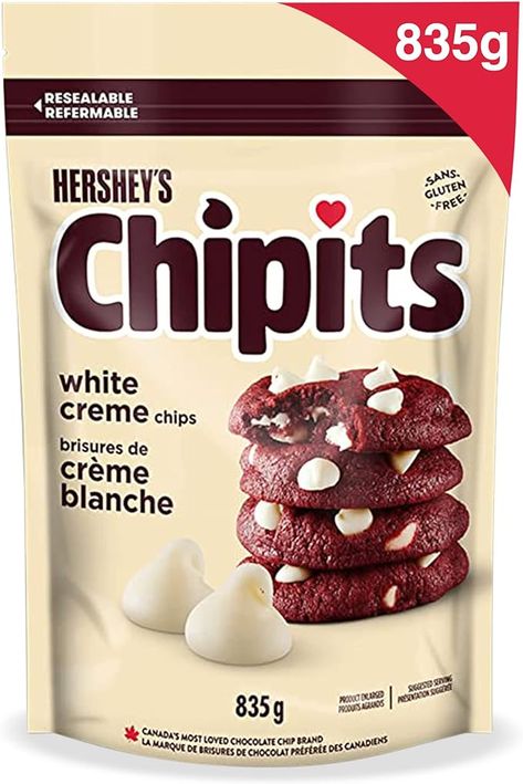 Hershey's CHIPITS white creme chips are gluten free Hershey White Chocolate, White Chocolate Covered Strawberries, Chips Packaging, Chip Packaging, Gluten Free Brands, How To Make Brownies, Hershey's Chocolate, Baking Chocolate, Chips Brands