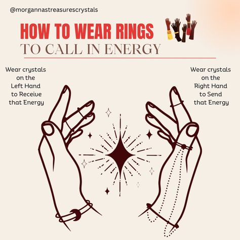 Ring Placement, Healing Spirituality, How To Wear Rings, Crystal Guide, Energy Healing Spirituality, Crystal Healer, Spiritual Cleansing, Crystals Healing Properties, Protection Crystals