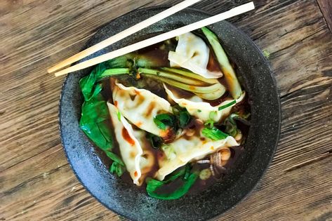 Vegan Dumplings In Spicy Sauce Recipe Miso Salad Dressing, Spicy Sauce Recipe, No Oil Recipes, Wellbeing Magazine, Vegan Dumplings, Whole Foods Plant Based Diet, Food Alternatives, Vegan Fish, Asian Restaurant