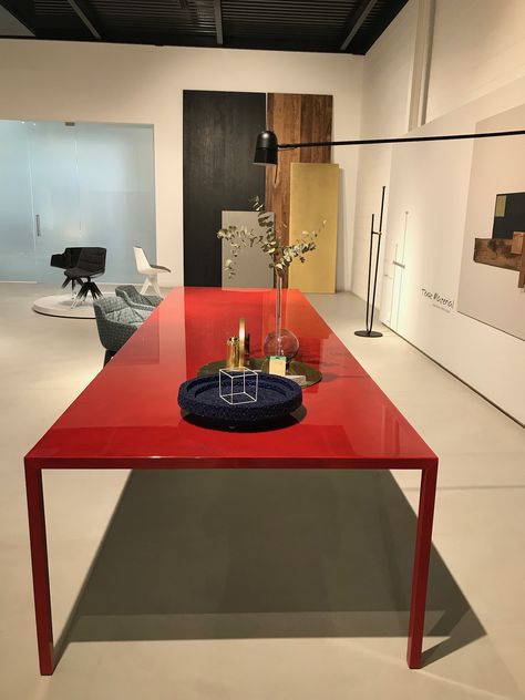 Red Dining Table, Red Tables, Red Glass Table, Hay Table, Lacquer Dining Table, 8 Seater Dining Table, Long Dining Table, Dinning Room Design, Modern Office Design