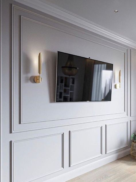 Wall Molding Design, Living Room Panelling, Interior Design Per La Casa, Board And Batten Wall, Wainscoting Panels, Accent Walls In Living Room, Tv Wall Design, Wall Trim, Wall Molding