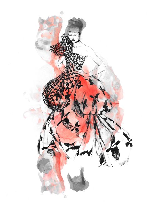 In love with Alexander Mcqueen. on Behance Rihanna Fashion, Fashion Study, 2009 Fashion, Fashion Croquis, Fashion Illustrators, Fashion Journal, Fashion Illustration Collage, Fashion Artwork, Alexander Mcqueen Fashion