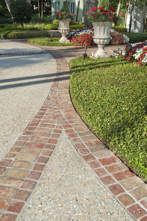 West Indies Estate – Affiniti Architects Brick Lined Driveway, Aggregate Patio, Driveway Landscape, Brick Driveway, Landscape Design Ideas, Front Walkway, Driveway Design, Driveway Landscaping, Tropical Landscape