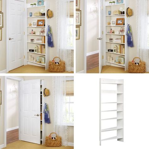 shelves behind the door Book Storage Small Space, Behind Door Storage, Small Space Storage Bedroom, Bedroom Storage For Small Rooms, Ideas Armario, Diy Closet Shelves, Small Kids Room, Bifold Closet Doors, Small Space Bedroom