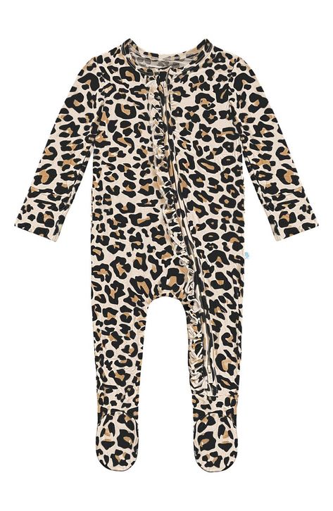 Posh Peanut Lana Leopard Ruffle Footie | Nordstrom Newborn Sleeper, Baby Girl Sleepers, Girl Pajamas, Pajama Outfits, Posh Peanut, Baby Pajamas, Baby Romper, Kids Wear