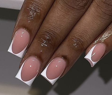 Classic Acrylic Nails, Short White French Tip Nails, Short White French Tip, White French Tip Nails, Island Nails, Acrylic Nails Designs, Overlay Nails, Sassy Nails, White French Tip