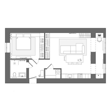 Small homes under 45 square metres (500 sq ft), featuring built-in storage solutions, a minimalist interior, a student rental, and a glass wall bedroom design. Square Home Design, Square House Design, Glass Wall Bedroom, Wall Bedroom Design, Small Apartment Plans, Small Home Plan, Wooden Closet, Apartment Floor Plan, Luxury House Interior Design