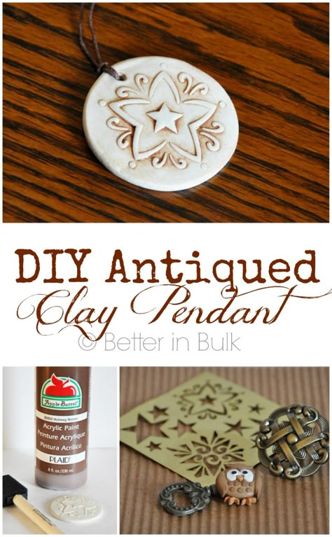 Clay Diy Easy, Craft Clay, Homemade Clay, Clay Pendants, Diy Air Dry Clay, Air Dry Clay Projects, Sculpey Clay, Cerámica Ideas, Pendant Tutorial