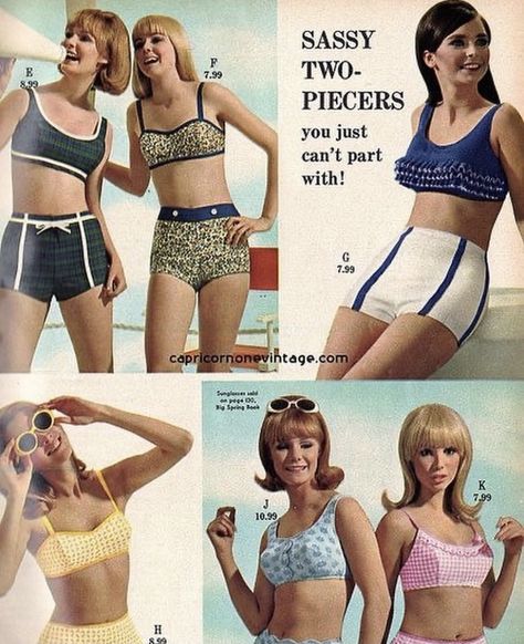 Vintage Bathing Suit Patterns, 60s 70s Fashion, Vintage Bathing Suits, 60s And 70s Fashion, Swimwear High Waisted, Vintage Swimwear, Vintage Swimsuits, Little Outfits, Fashion Catalogue