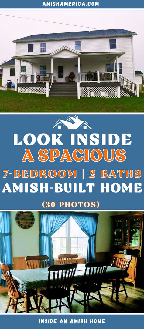 This Southern Ohio Amish home has seven bedrooms, two bathrooms, 3,672 square feet on 8.63 acres. Overstuffed furniture, inspirational writing on the wall, and other aspects of the decor suggest a more progressive Amish abode. I hope you enjoy this tour! Amish House Plans, Amish Built Homes, Amish Homes Interior, Amish Farmhouse, Amish Home, Amish Bedroom, Amish Furniture Bedroom, Inspirational Writing, Writing On The Wall