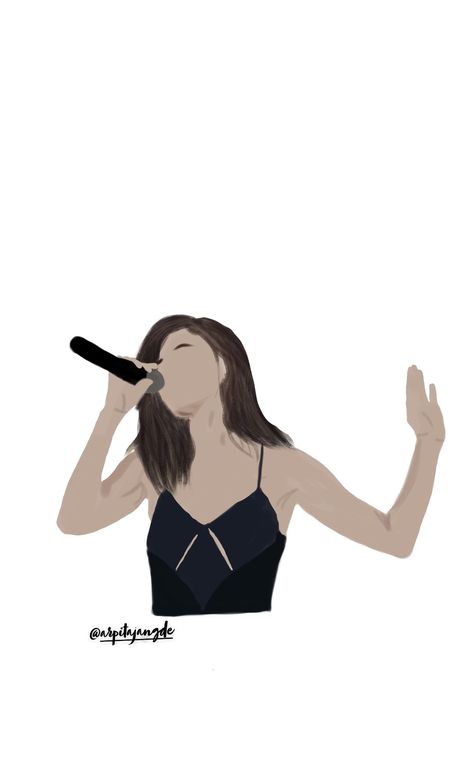 Girl Singing Drawing, Goals Collage, Selena Gomez Black Dress, Singing Cartoon, Singer Drawing, Space Mural, Book Goals, Singing Drawing, Girl Singing