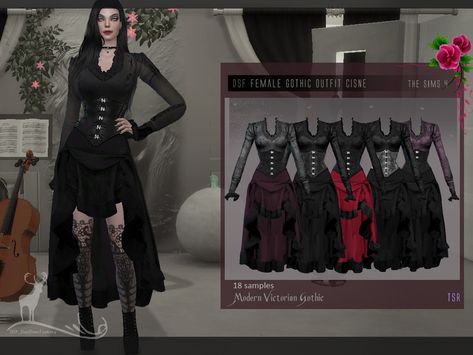 Gothic Sims 4, Gothic Female, Sims 4 Cc Goth, Vampire Dress, Gothic Outfit, Gothic Ideas, Vampire Clothes, Steampunk Skirt, Cc Mods