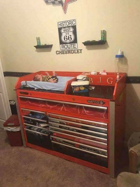 Baby Boy Nursery Room Ideas, Baby Mechanic, Boy Nursery Cars, Nursery Idea, Heavy Armor, Car Nursery, Plate Armor, Boy Nursery Themes, Baby Changing Table