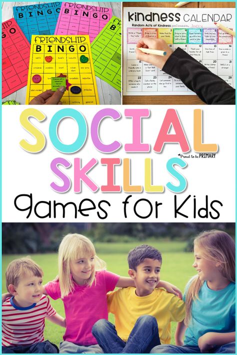 17 kid-friendly social skills games to use with kids in the classroom or home to teach communication, friendship, listening, emotions, and kindness. Kids and teachers will enjoy the twist on popular games, printable options, and hands-on fun as they practice important social skills. #socialskills #gamesforkids #socialemotional #charactereducation Preschool Social Skills, Social Skills Games, Friendship Skills, Friendship Activities, Social Skills For Kids, Social Emotional Activities, Social Skills Groups, Social Skills Activities, Teaching Social Skills