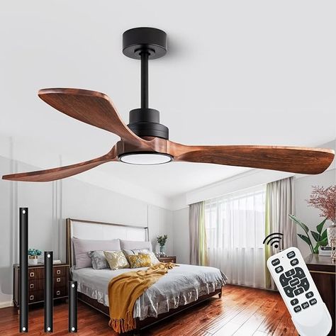 Amazon.com: dearnow 52" Wood Ceiling fan, (with light with remote control) with 3 solid wood blades, wooden ceiling fan for indoor and outdoor use, suitable for living room, dining room, patio and more. : Tools & Home Improvement Kitchen Ceiling Fan, Wooden Ceiling Fan, Wooden Ceiling Fans, Wood Ceiling Fan, Patio Living Room, Wood Ceiling Lights, Wood Ceiling Fans, Office Farmhouse, Farmhouse Ceiling Fan