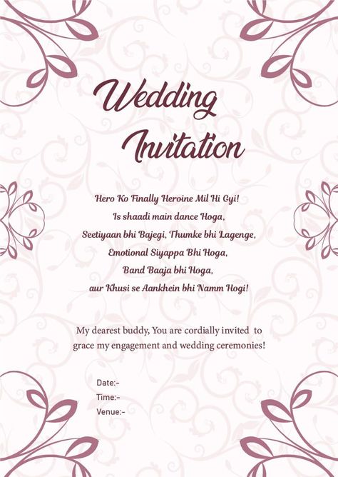 Marriage Invitation Quotes, Wedding Invitation Matter, Wedding Invitation Card Quotes, Simple Wedding Invitation Wording, Indian Wedding Invitation Wording, Wedding Invitation Wording Templates, Wedding Invitation Quotes, Wedding Card Wordings, Wedding Card Quotes